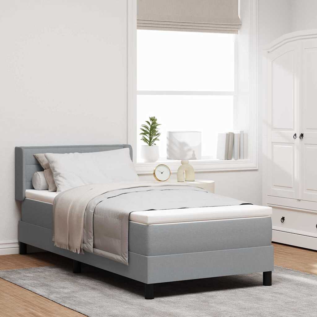 Boxrugós ágy fejtámlával Világosszürke 200 x 80 cm szövet