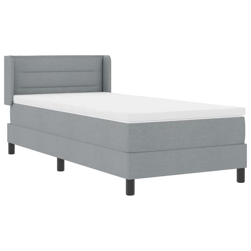 Boxrugós ágy fejtámlával Világosszürke 200 x 80 cm szövet