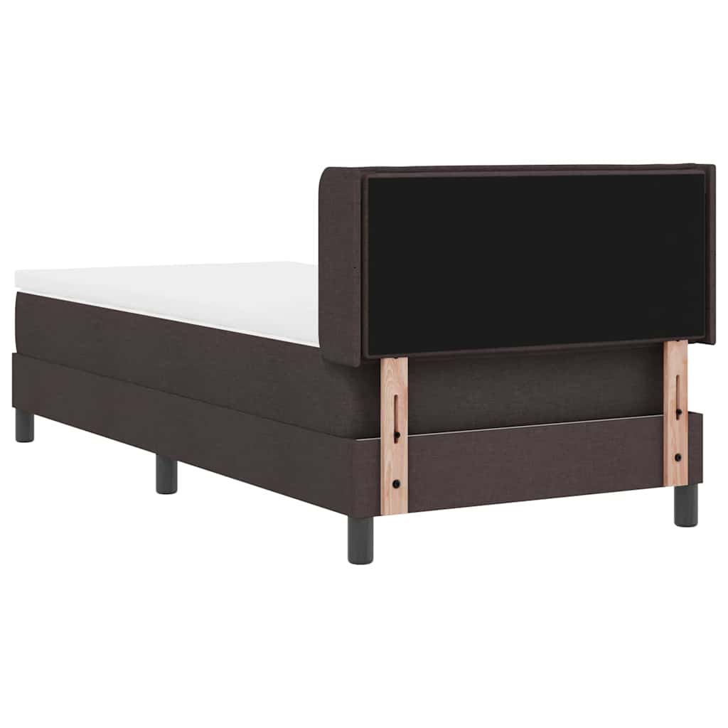 Boxrugós ágy fejtámlával Sötét Barna 190 x 90 cm szövet