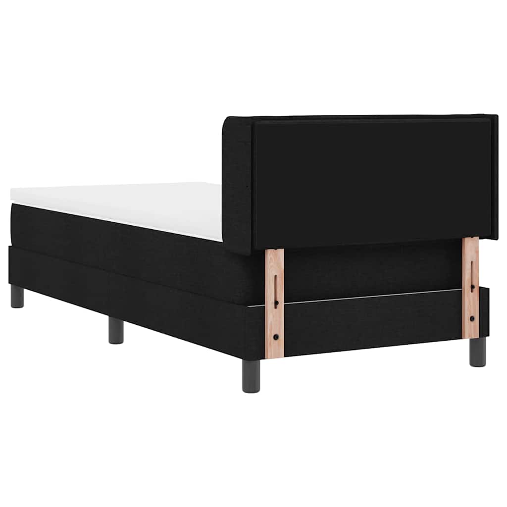 Boxrugós ágy fejtámlával Fekete 200 x 90 cm szövet