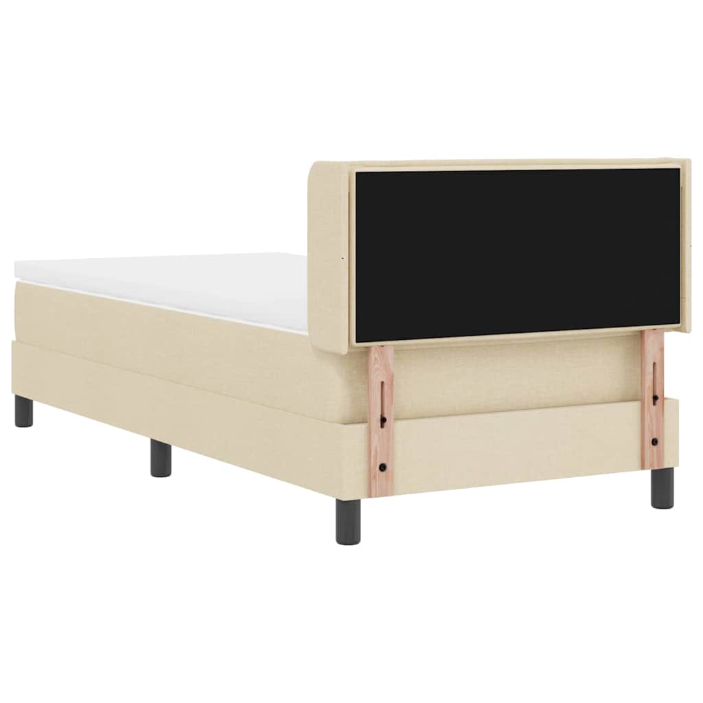 Boxrugós ágy fejtámlával Krém 200 x 100 cm szövet