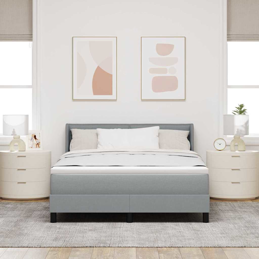 Boxrugós ágy fejtámlával Világosszürke 200 x 160 cm szövet