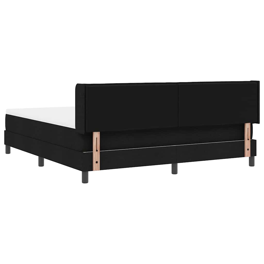 Boxrugós ágy fejtámlával Fekete 200 x 180 cm szövet