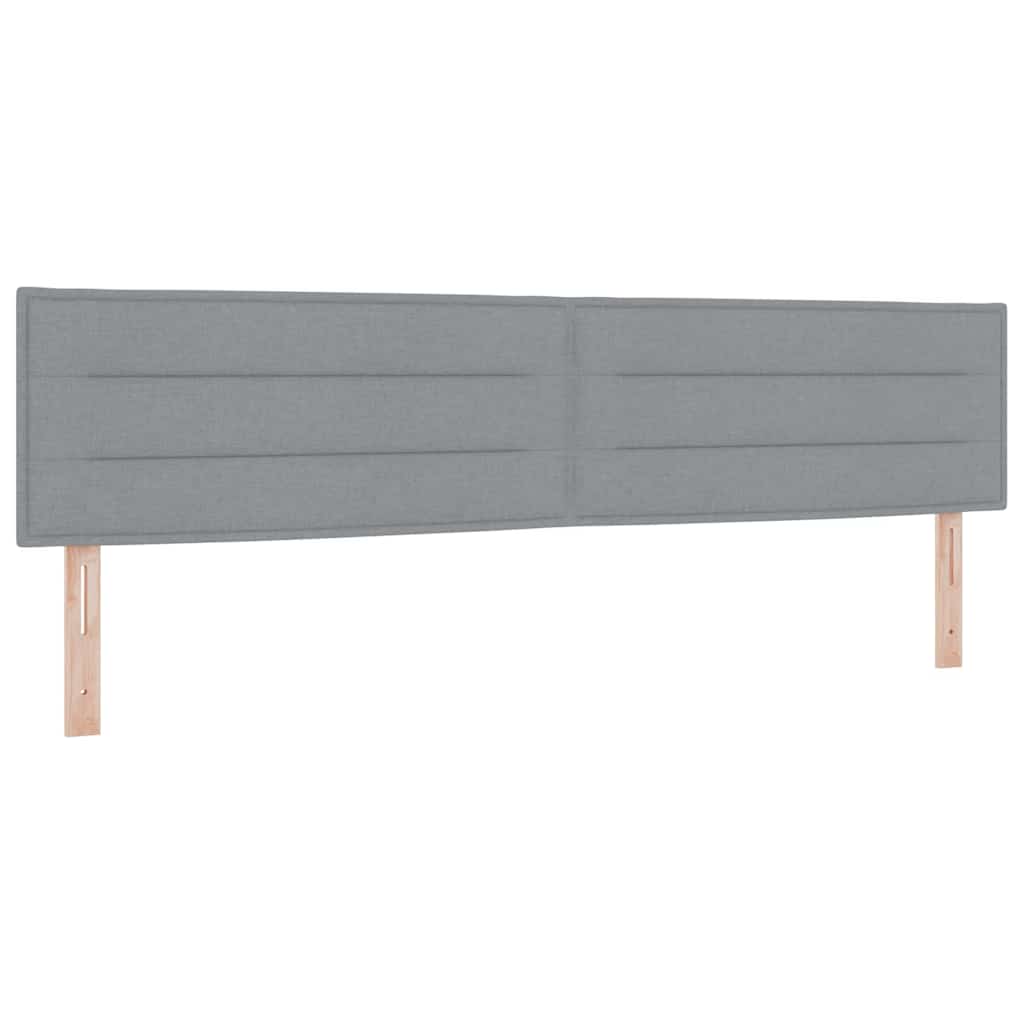 Boxrugós ágy fejtámlával Világosszürke 200 x 200 cm szövet
