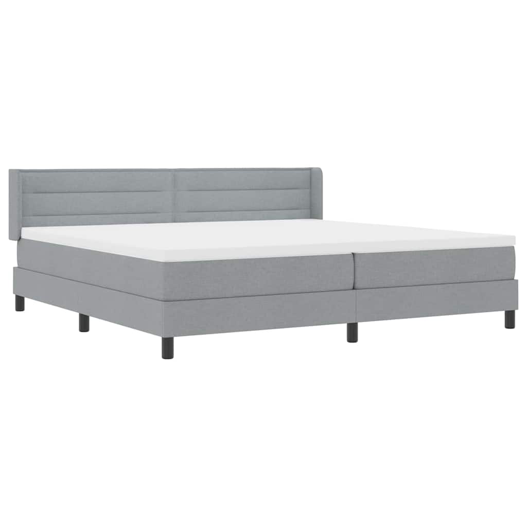 Boxrugós ágy fejtámlával Világosszürke 200 x 200 cm szövet