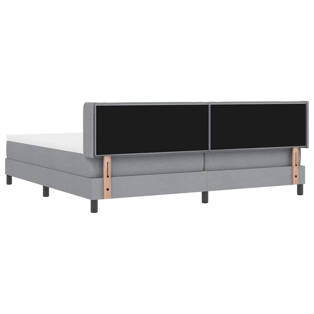 Boxrugós ágy fejtámlával Világosszürke 200 x 200 cm szövet