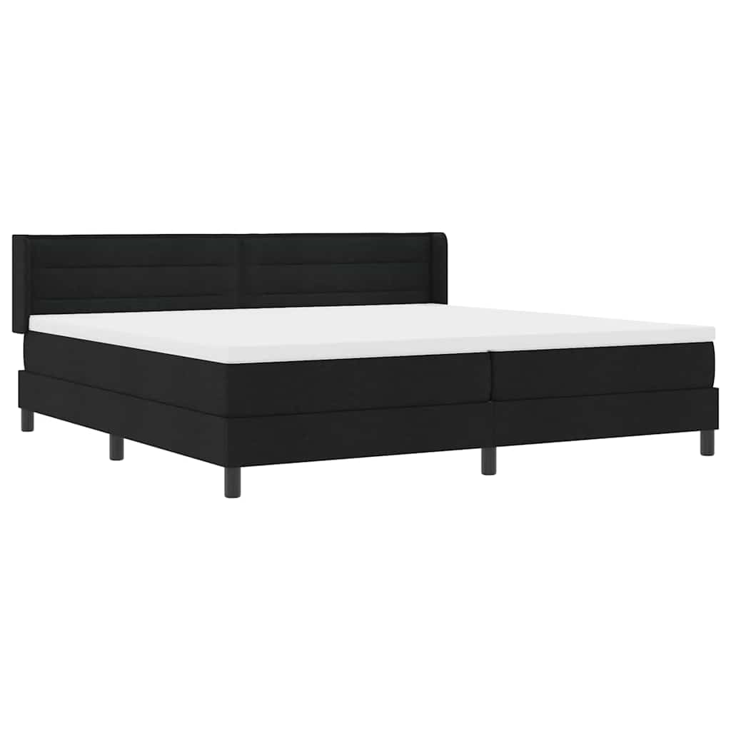 Boxrugós ágy fejtámlával Fekete 200 x 200 cm szövet