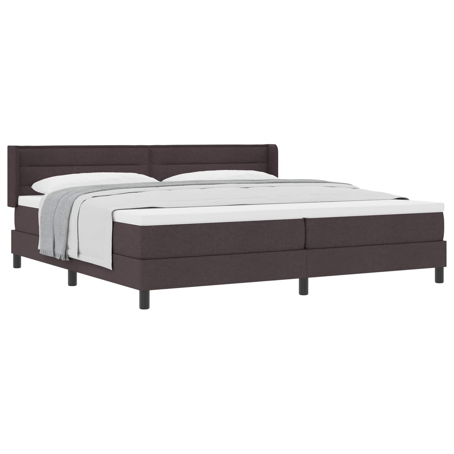 Boxrugós ágy fejtámlával Sötét Barna 200 x 200 cm szövet