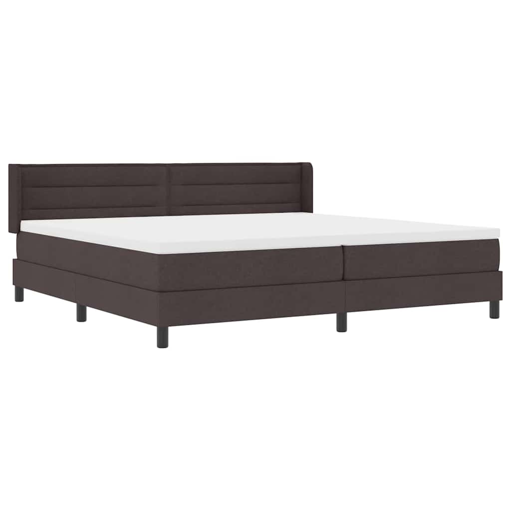 Boxrugós ágy fejtámlával Sötét Barna 200 x 200 cm szövet