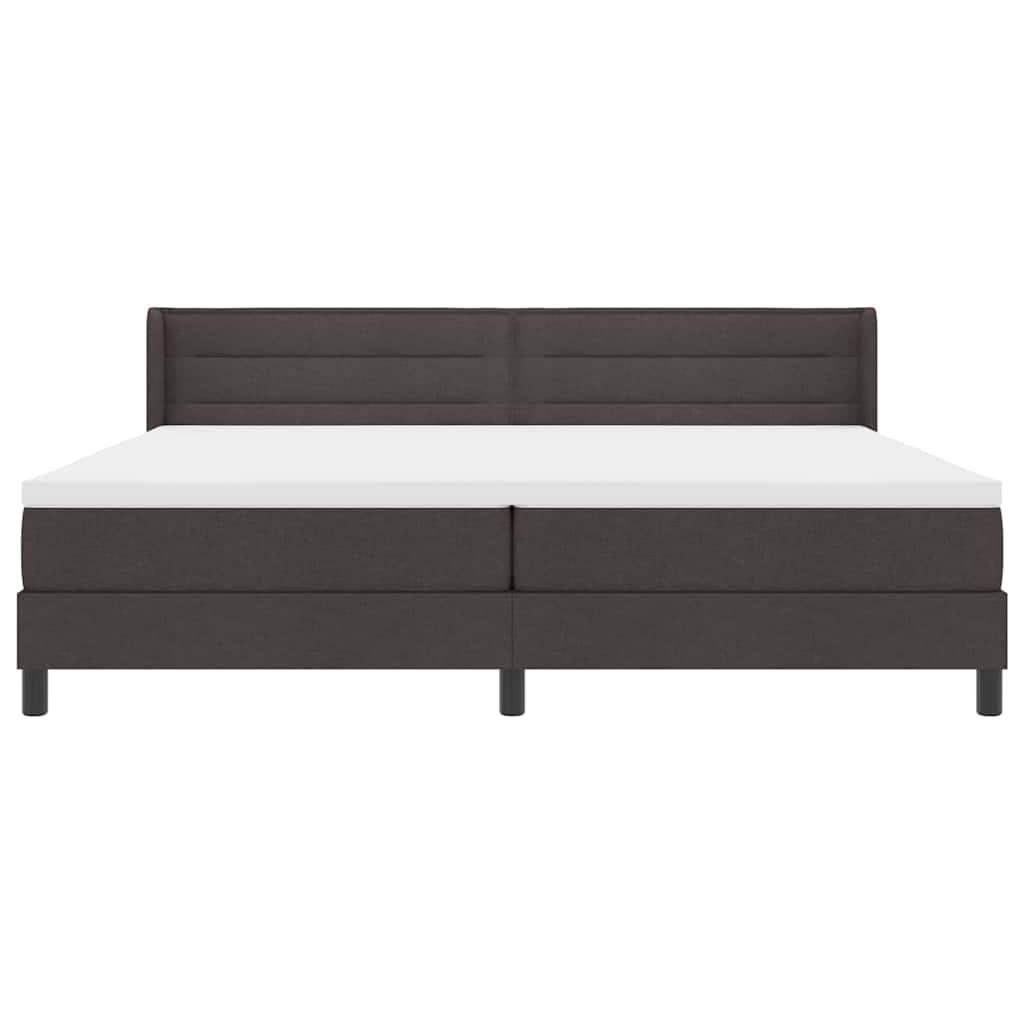 Boxrugós ágy fejtámlával Sötét Barna 200 x 200 cm szövet