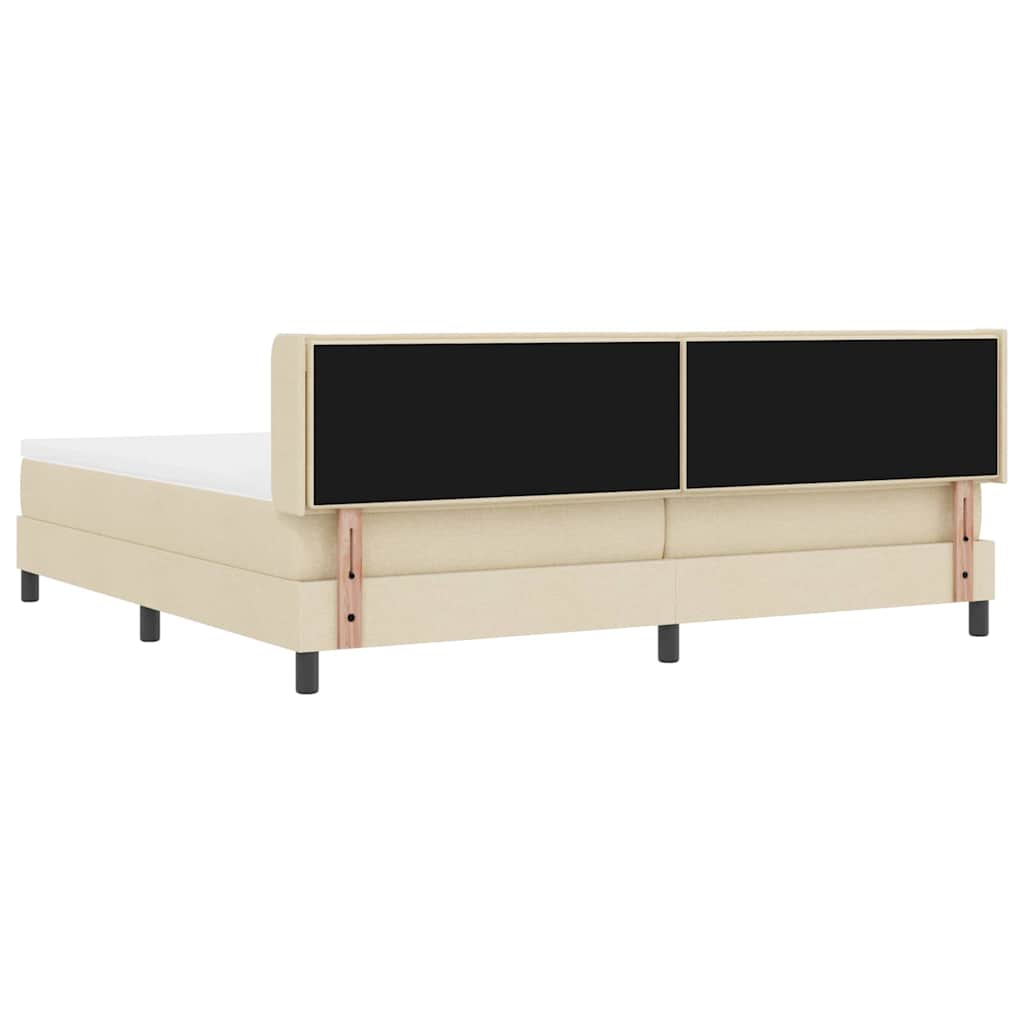 Boxrugós ágy matracmal fejtámlával Krém 200 x 200 cm szövet
