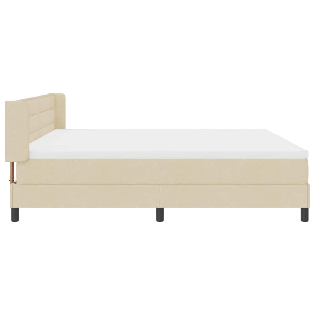 Boxrugós ágy matracmal fejtámlával Krém 200 x 200 cm szövet