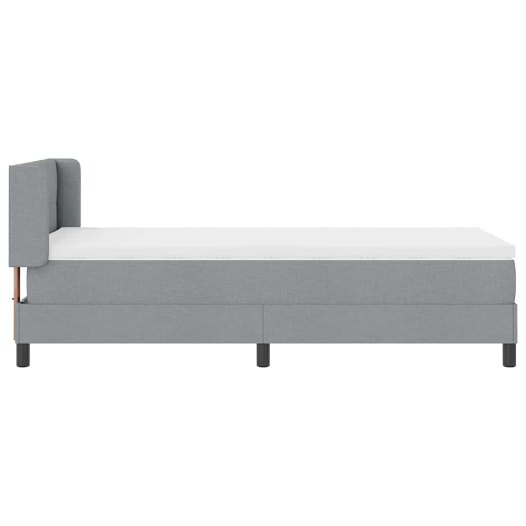 Boxrugós ágy fejtámlával Világosszürke 200 x 200 cm szövet