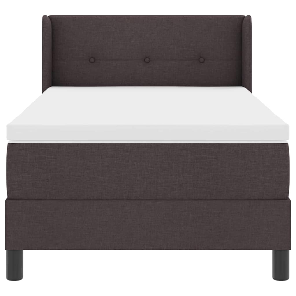 Boxrugós ágy fejtámlával Sötét Barna 200 x 80 cm szövet
