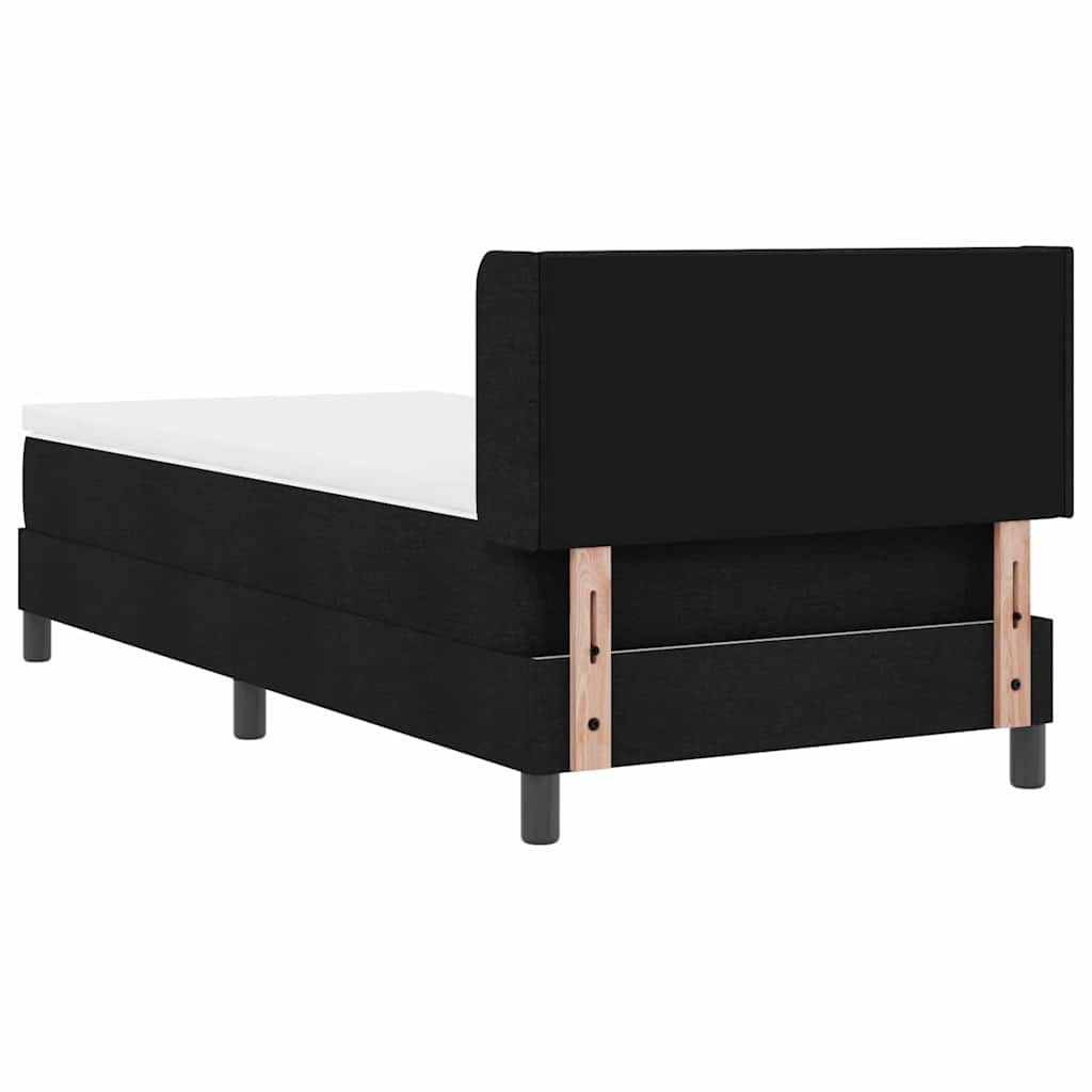 Boxrugós ágy fejtámlával Fekete 200 x 100 cm szövet
