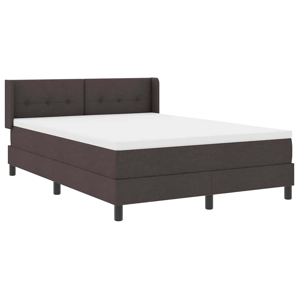 Boxrugós ágy fejtámlával Sötét Barna 200 x 140 cm szövet