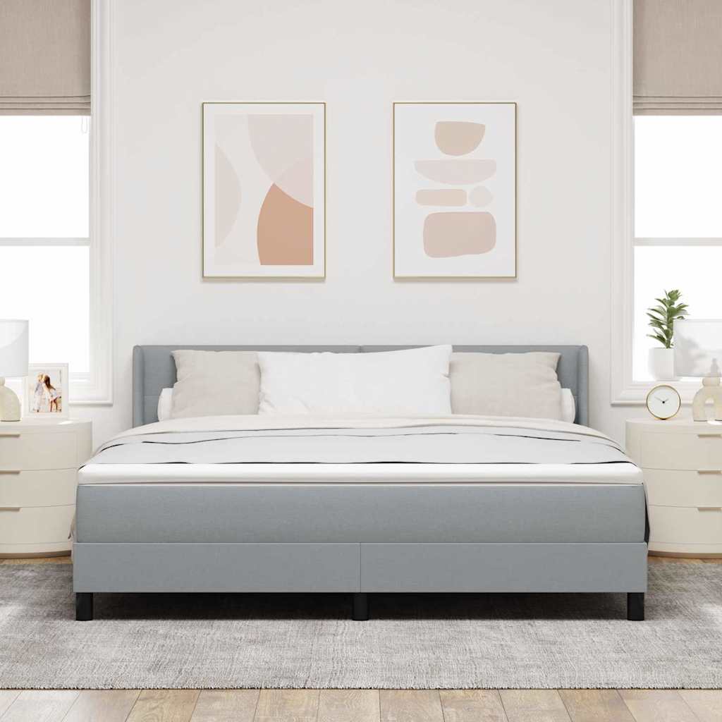 Boxrugós ágy fejtámlával Világosszürke 200 x 180 cm szövet