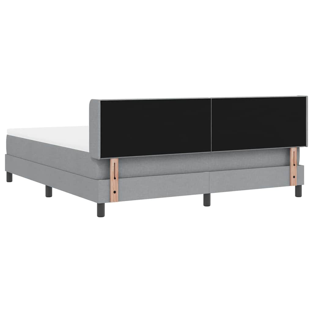 Boxrugós ágy fejtámlával Világosszürke 200 x 180 cm szövet