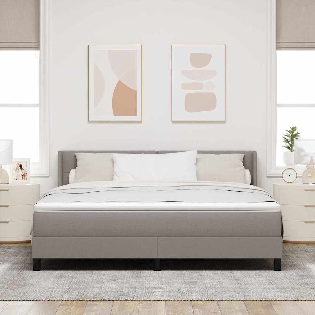 Boxrugós ágy fejtámlával Tópszínű 200 x 180 cm szövet