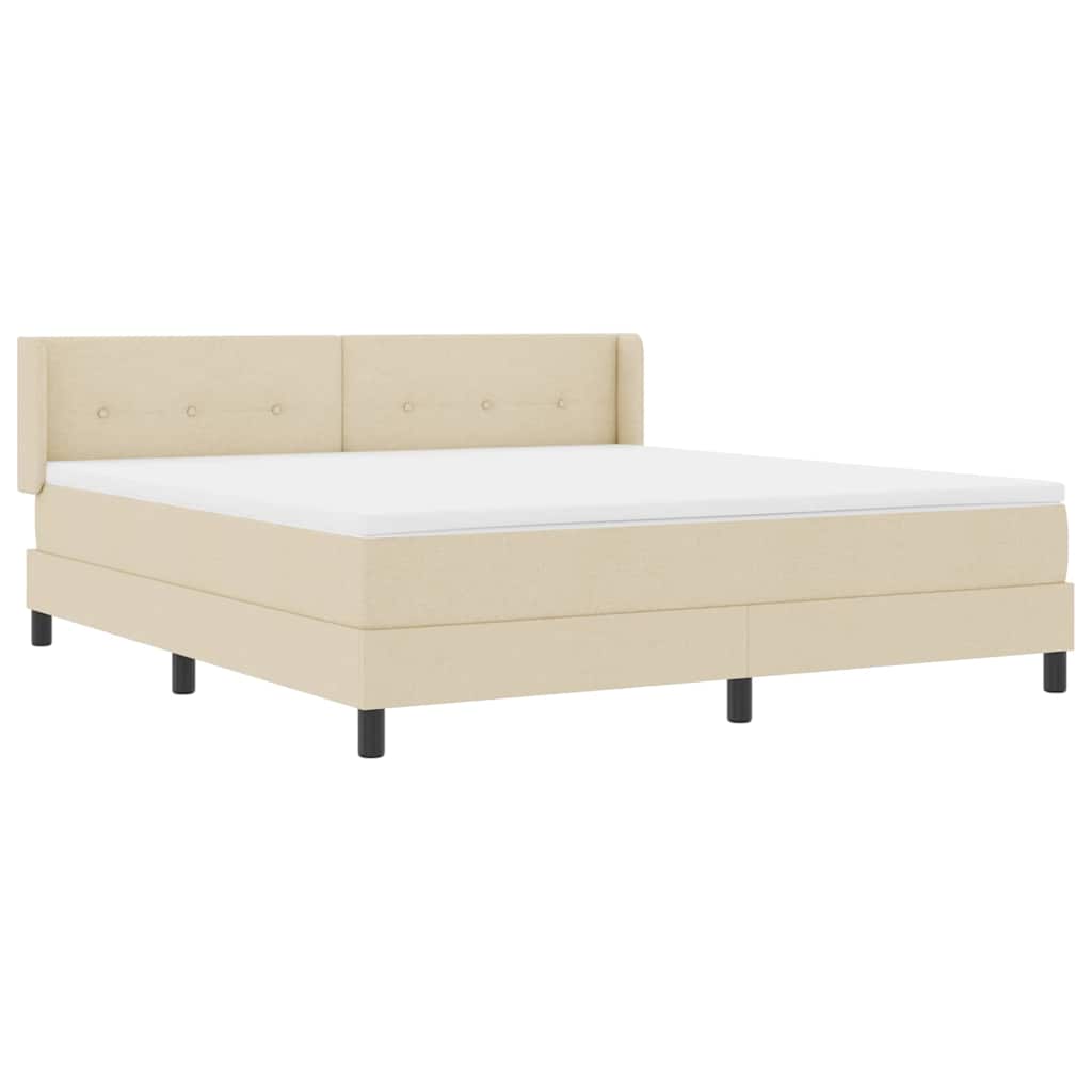 Boxrugós ágy fejtámlával Krém 200 x 180 cm szövet