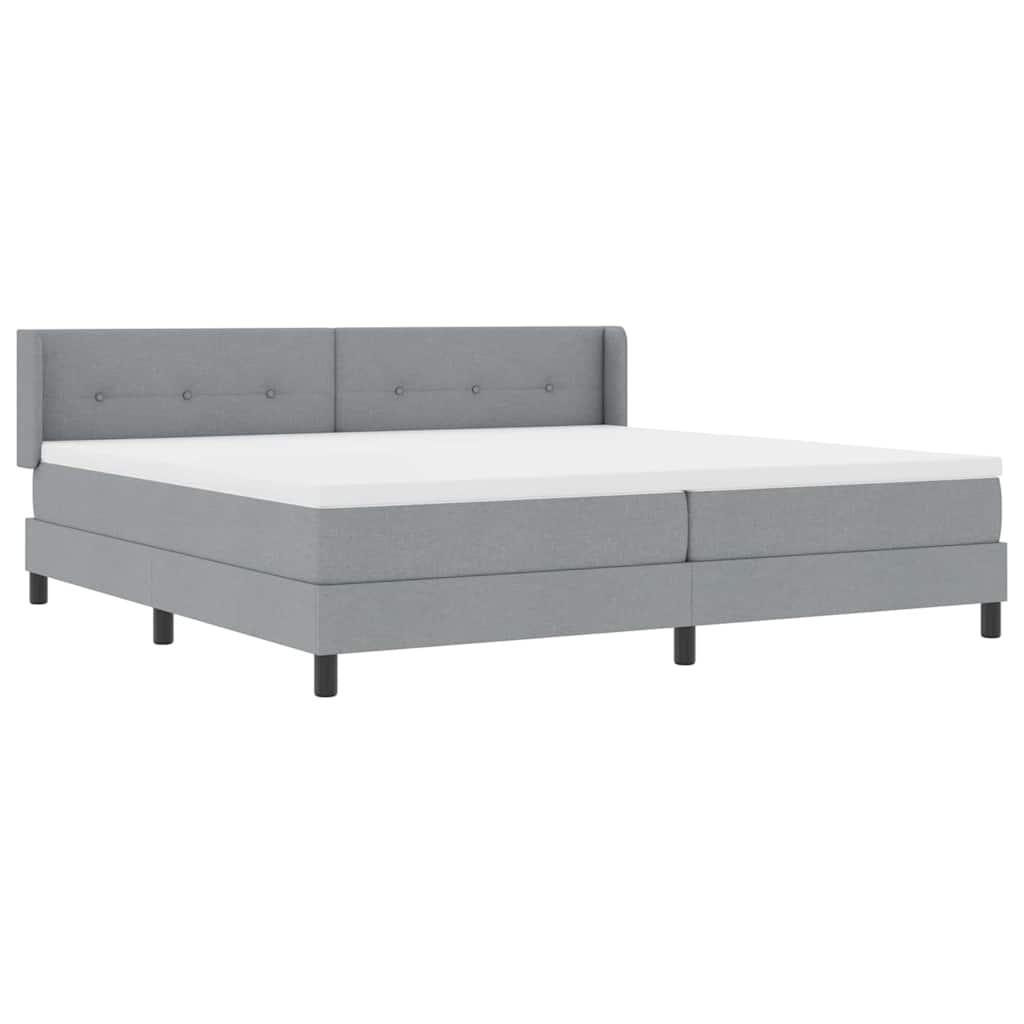 Boxrugós ágy fejtámlával Világosszürke 200 x 200 cm szövet