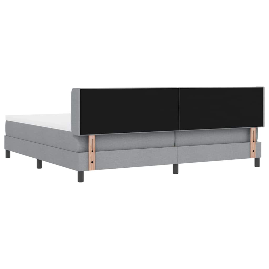 Boxrugós ágy fejtámlával Világosszürke 200 x 200 cm szövet