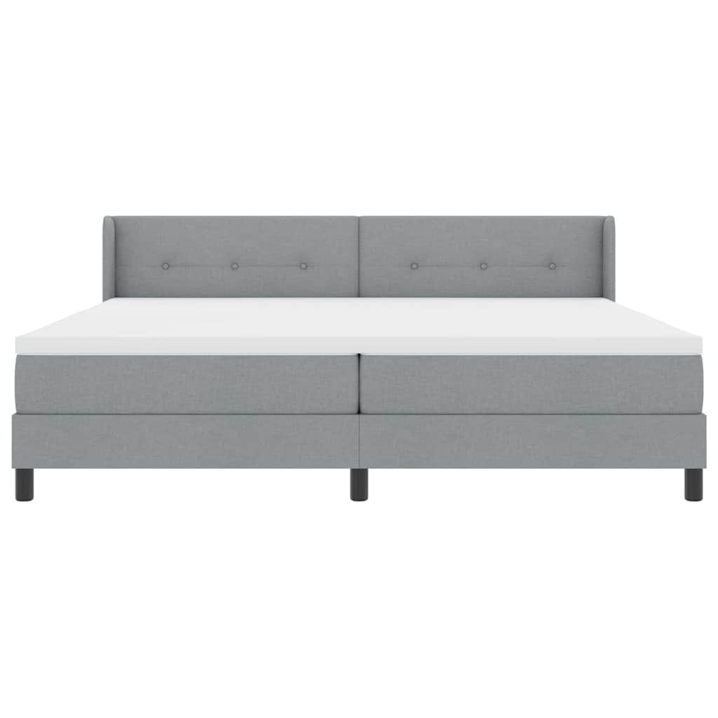 Boxrugós ágy fejtámlával Világosszürke 200 x 200 cm szövet