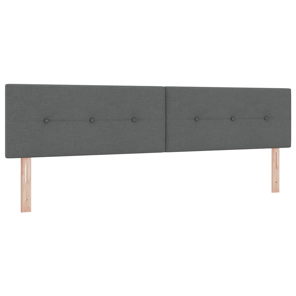 Boxrugós ágy fejtámlával Sötétszürke 200 x 200 cm szövet