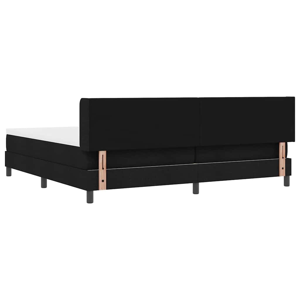 Boxrugós ágy fejtámlával Fekete 200 x 200 cm szövet