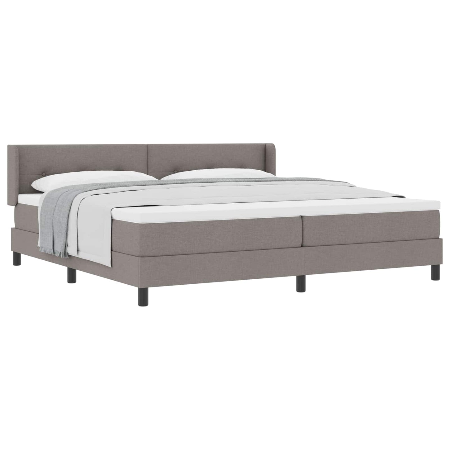 Boxrugós ágy fejtámlával Tópszínű 200 x 200 cm szövet