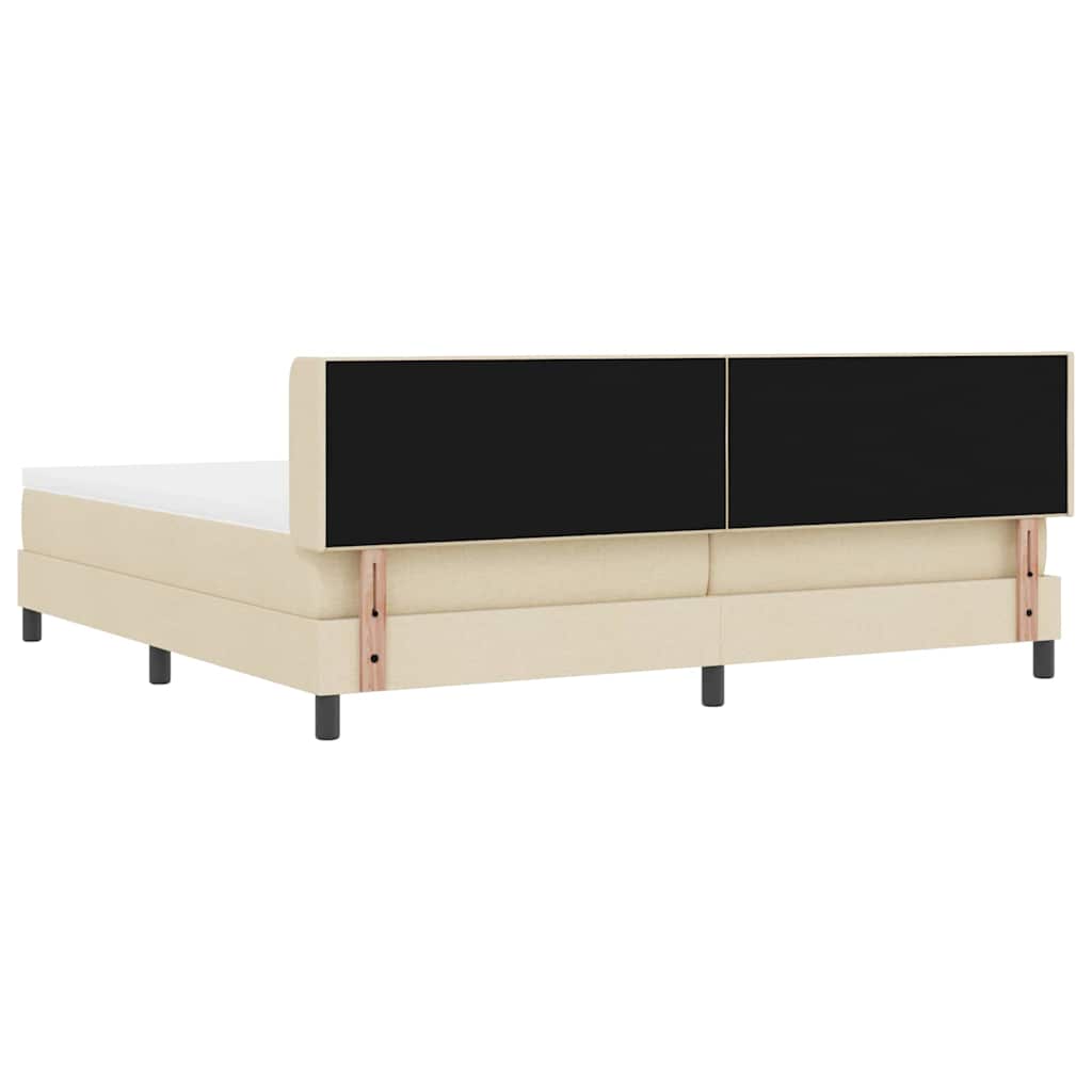 Boxrugós ágy fejtámlával Krém 200 x 200 cm szövet