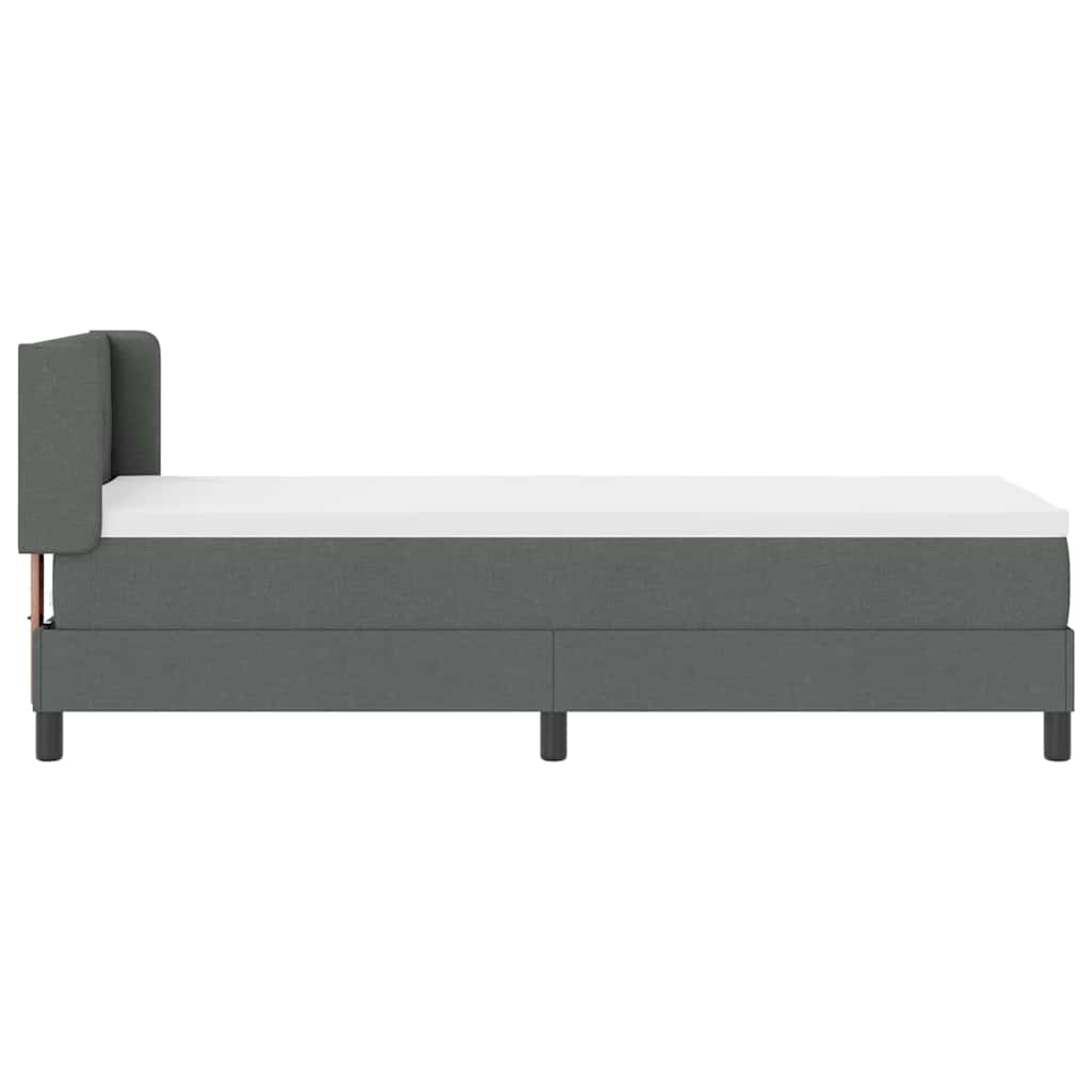 Boxrugós ágy fejtámlával Sötétszürke 200 x 80 cm szövet