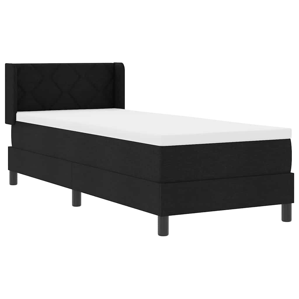 Boxrugós ágy fejtámlával Fekete 200 x 80 cm szövet
