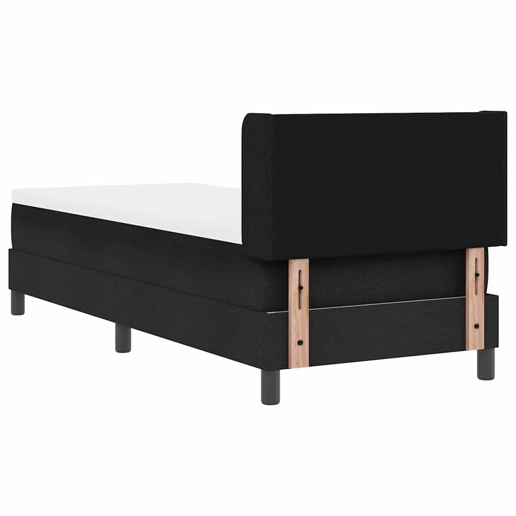 Boxrugós ágy fejtámlával Fekete 200 x 80 cm szövet