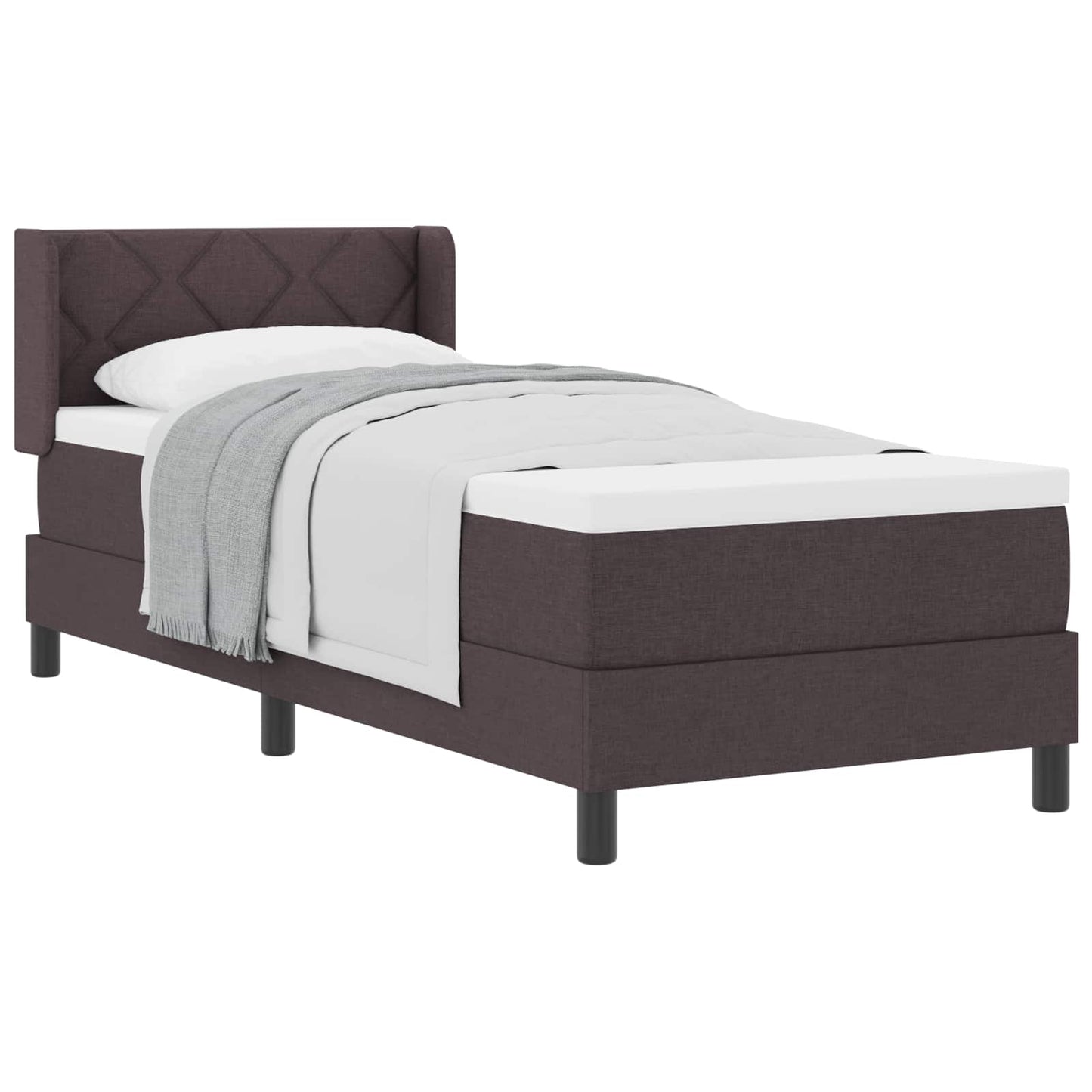 Boxrugós ágy párnával Sötét Barna 200 x 80 cm szövet