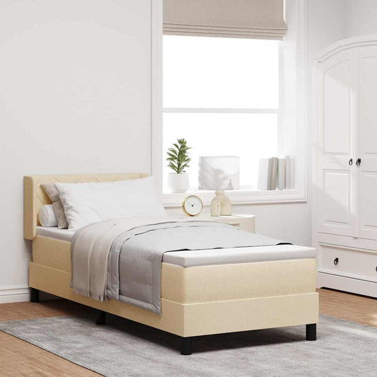 Boxrugós ágy fejtámlával Krém 200 x 80 cm szövet