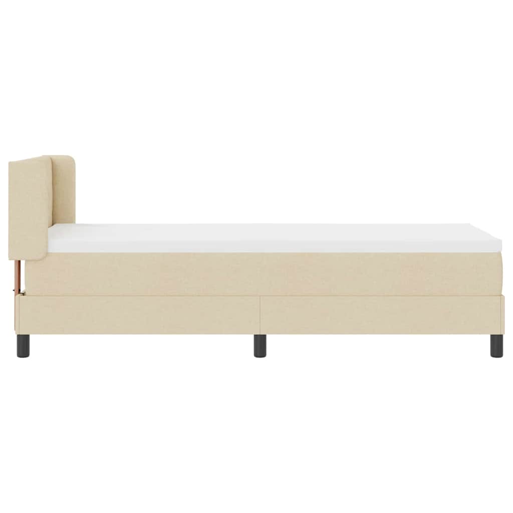 Boxrugós ágy fejtámlával Krém 200 x 80 cm szövet