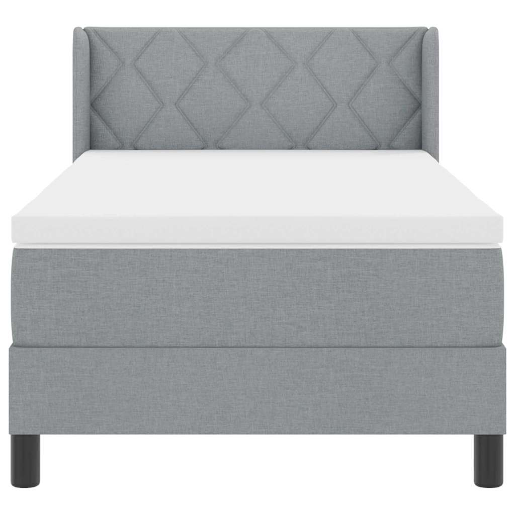 Boxrugós ágy fejtámlával Világosszürke 200 x 90 cm szövet