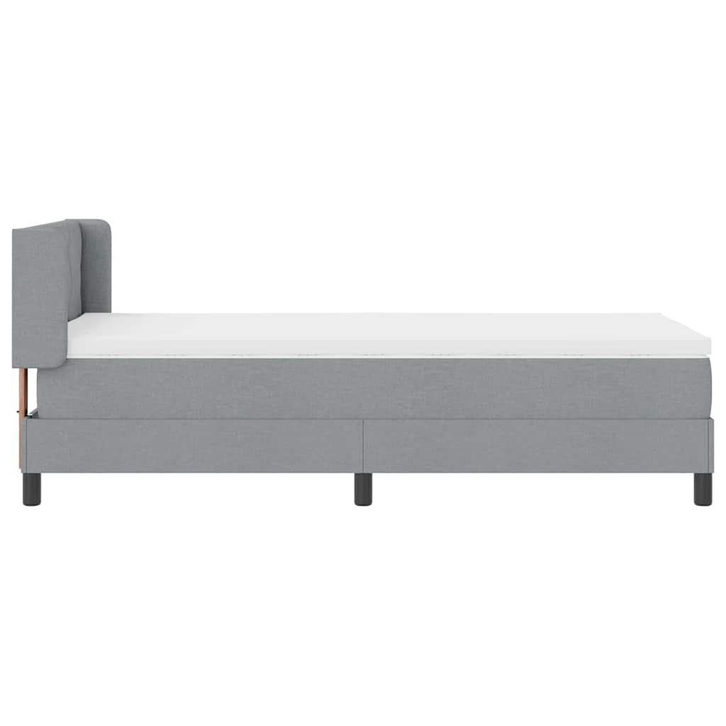 Boxrugós ágy fejtámlával Világosszürke 200 x 90 cm szövet