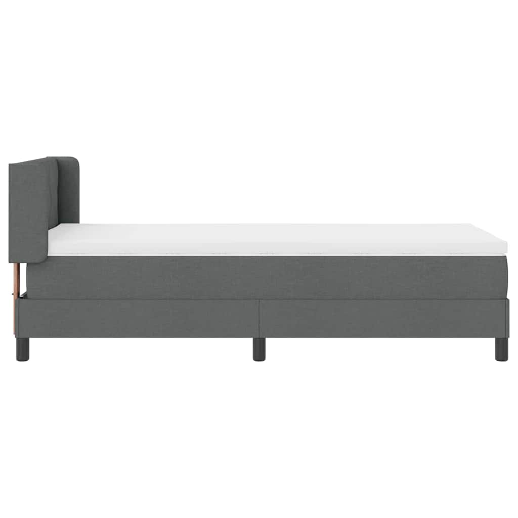 Boxrugós ágy fejtámlával Sötétszürke 200 x 90 cm szövet