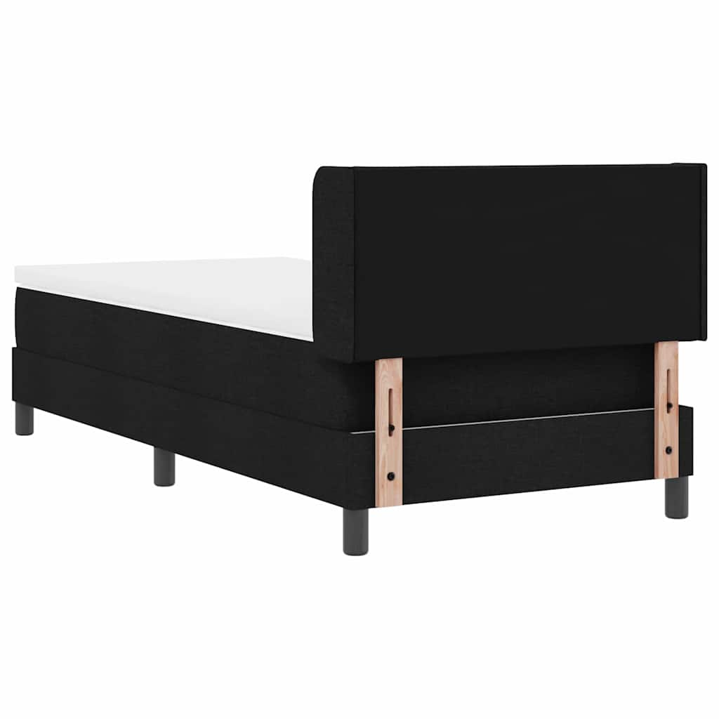 Boxrugós ágy fejtámlával Fekete 200 x 90 cm szövet