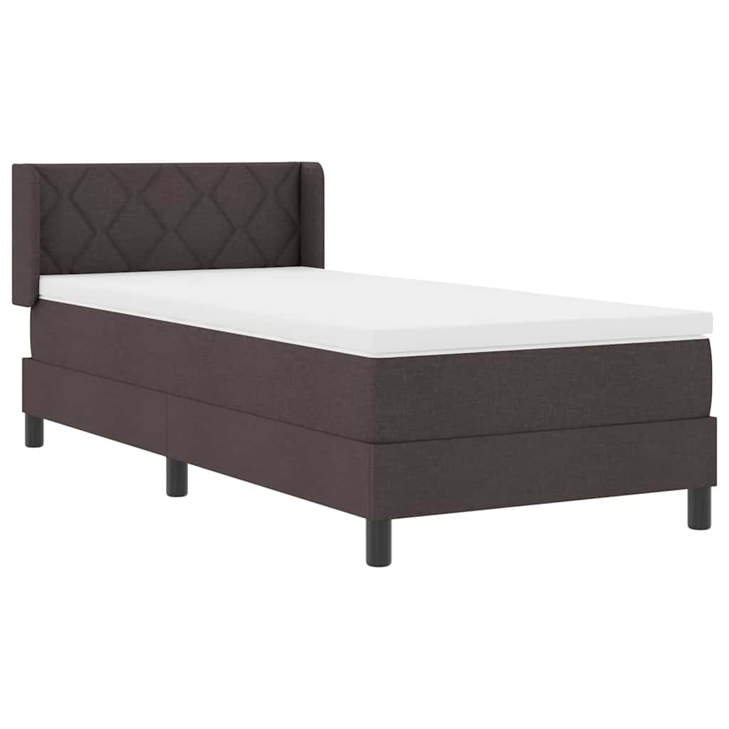 Boxrugós ágy fejtámlával Sötét Barna 200 x 90 cm szövet