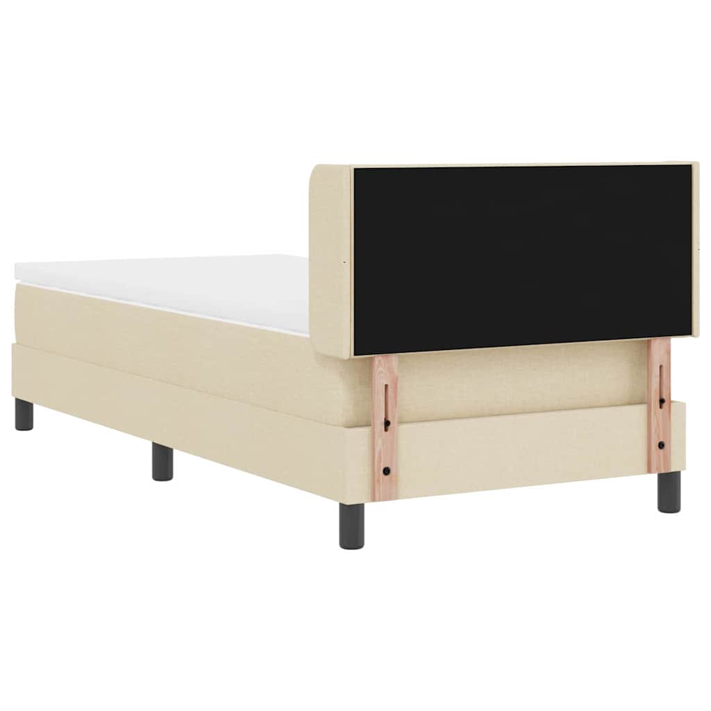 Boxrugós ágy fejtámlával Krém 200 x 90 cm szövet