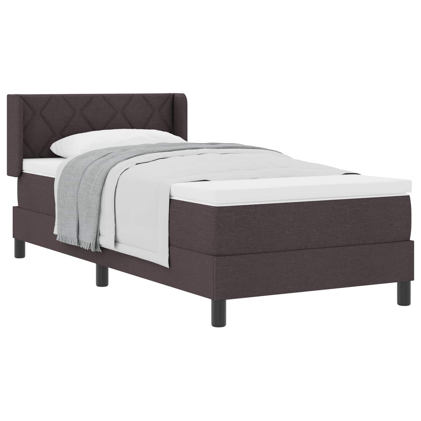 Boxrugós ágy fejtámlával Sötét Barna 200 x 100 cm szövet