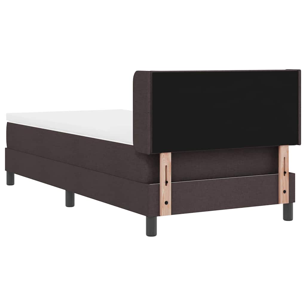 Boxrugós ágy fejtámlával Sötét Barna 200 x 100 cm szövet
