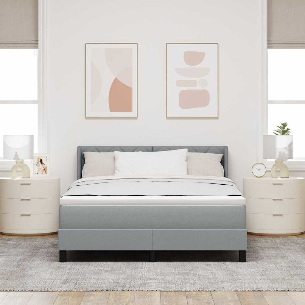 Boxrugós ágy fejtámlával Világosszürke 200 x 140 cm szövet