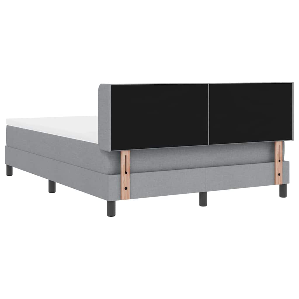 Boxrugós ágy fejtámlával Világosszürke 200 x 140 cm szövet