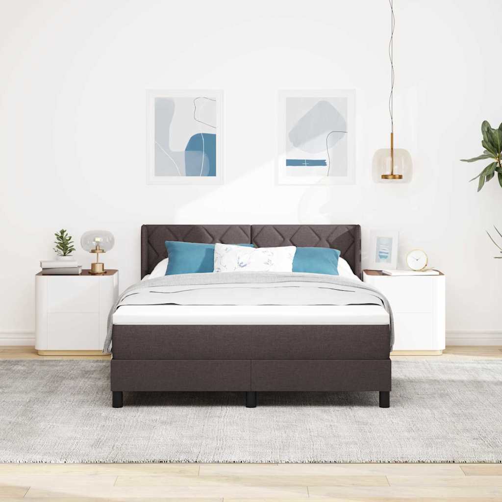Boxrugós ágy fejtámlával Sötét Barna 200 x 140 cm szövet