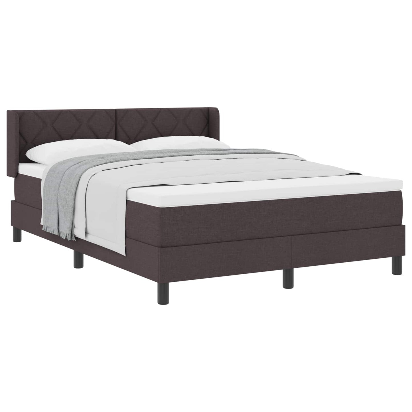 Boxrugós ágy fejtámlával Sötét Barna 200 x 140 cm szövet