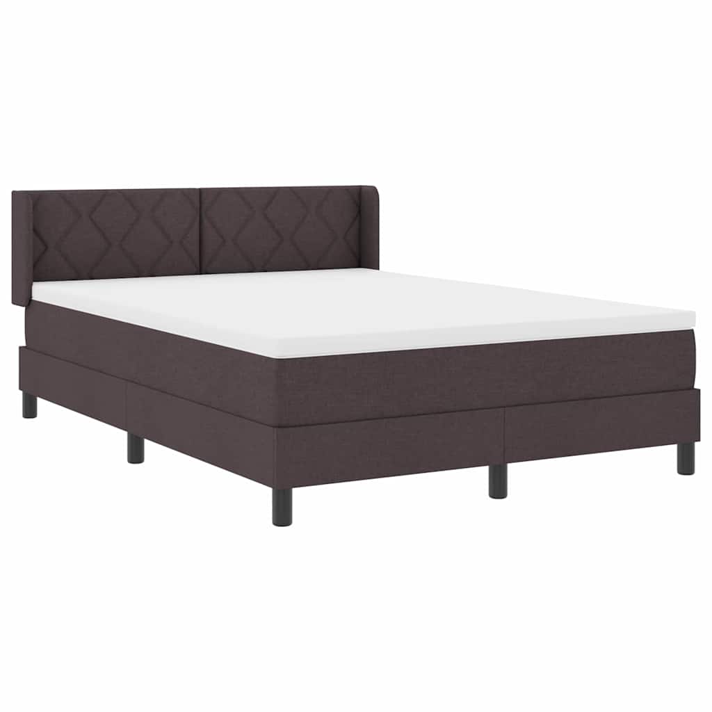 Boxrugós ágy fejtámlával Sötét Barna 200 x 140 cm szövet